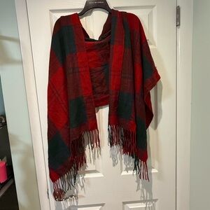 Plaid Red and Green Shawl